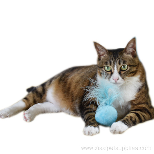 Sounding catnip multicolor bell feather cat paw toy